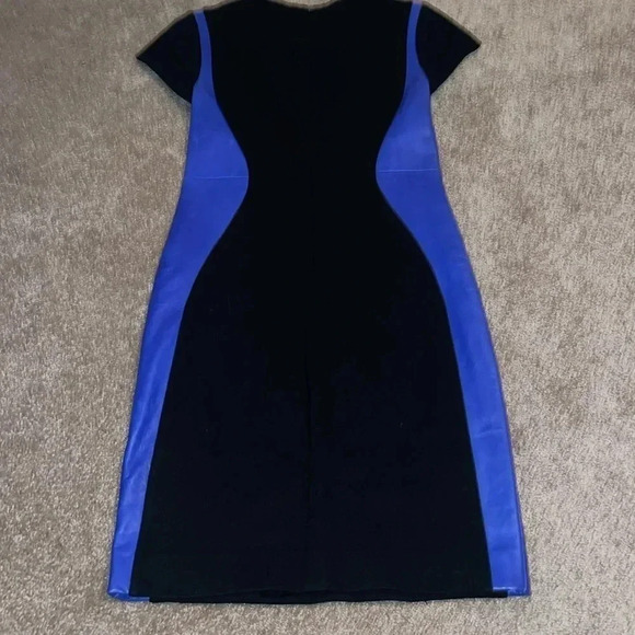 Diane Von Furstenberg Color Block Sheath Leather Dress - size 6.   N - Picture 4 of 5